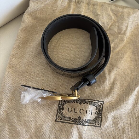 NEW GUCCI MARMONT GG BUCKLE BELT BLACK BROWN SUPREME MARMONT SZ 80 Cm 32 In - Picture 5 of 7